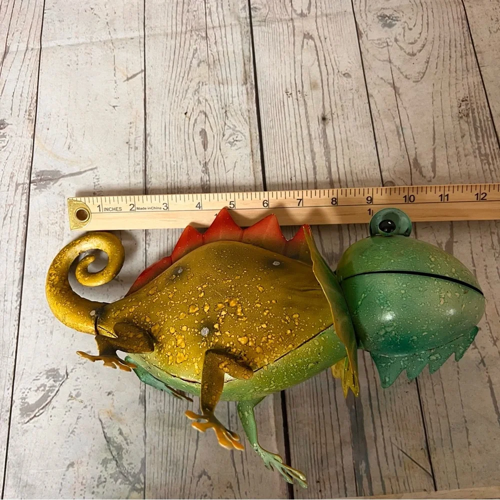 Gecko 12” Green Tiger Gecko Metal Indoor Outdoor Lawn Regal Art